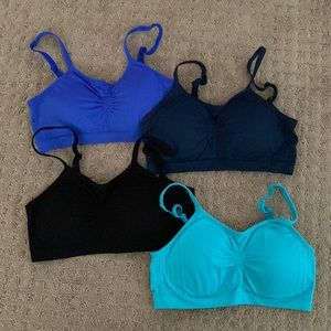 alon 4 Pack Women’s Nylon Spandex Removable Pads Comfort Cami Bras Wireless M/L